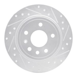 Saab 9-5 Brake Rotor (1) - Rear Right - R1 Concepts - Drilled & Slotted - Silver - `99-`10